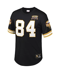 Men's Mitchell & Ness Randy Moss Black Minnesota Vikings Big and Tall Retired Player Mesh Crewneck Top