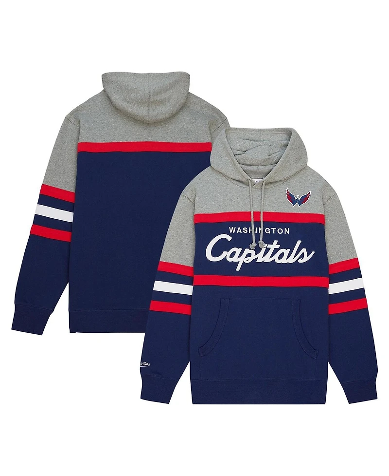 Men's Mitchell & Ness Navy, Gray Washington Capitals Head Coach Pullover Hoodie