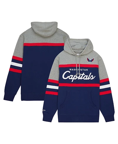 Men's Mitchell & Ness Navy, Gray Washington Capitals Head Coach Pullover Hoodie