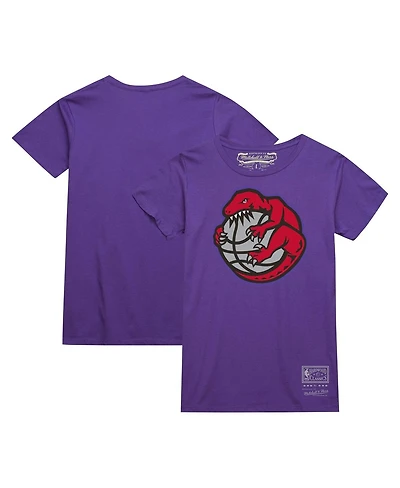 Men's and Women's Mitchell & Ness Purple Toronto Raptors Hardwood Classics Mvp Throwback Logo T-shirt