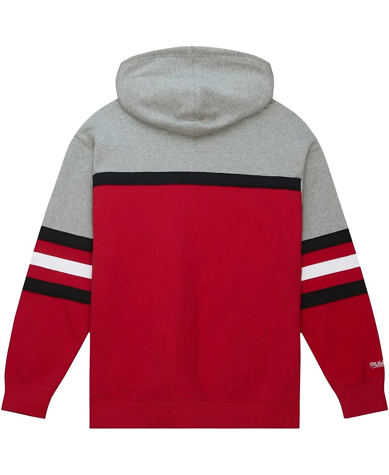Men's Mitchell & Ness Red, Gray Detroit Red Wings Head Coach Pullover Hoodie