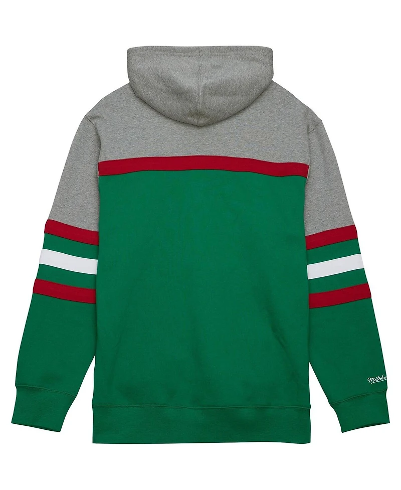 Men's Mitchell & Ness Green, Gray Minnesota Wild Head Coach Pullover Hoodie