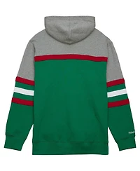 Men's Mitchell & Ness Green, Gray Minnesota Wild Head Coach Pullover Hoodie