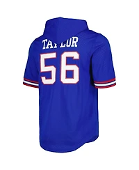 Men's Mitchell & Ness Lawrence Taylor Royal New York Giants Retired Player Name and Number Mesh Hoodie T-shirt