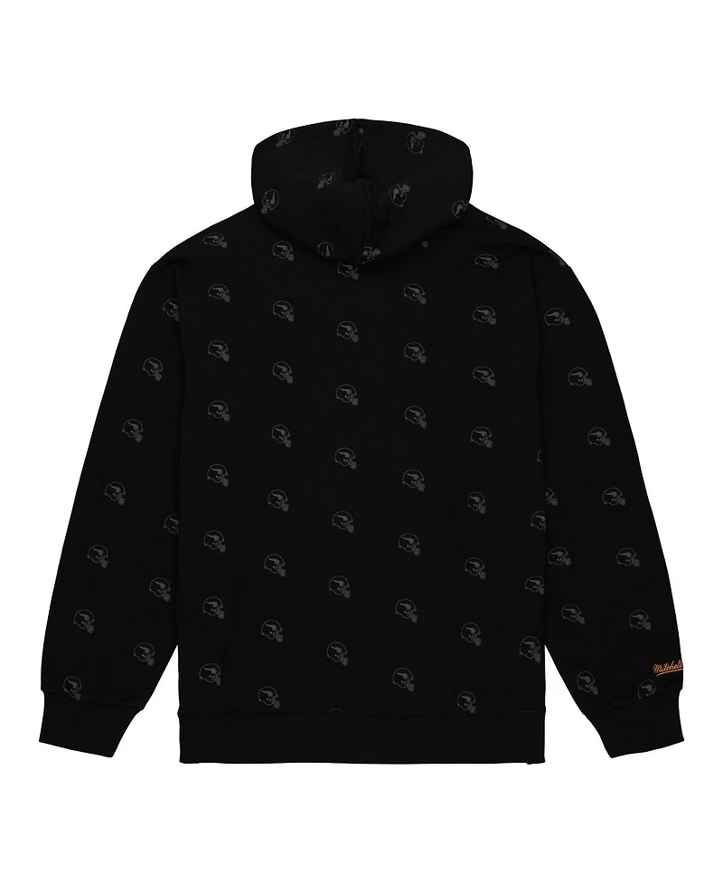 Men's Mitchell & Ness Black Minnesota Vikings Allover Print Fleece Pullover Hoodie