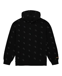 Men's Mitchell & Ness Black Minnesota Vikings Allover Print Fleece Pullover Hoodie