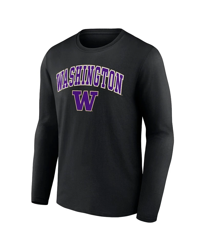 Men's Fanatics Black Washington Huskies Campus Long Sleeve T-shirt