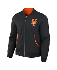 Men's Darius Rucker Collection by Fanatics Black, Orange New York Mets Reversible Full-Zip Bomber Jacket
