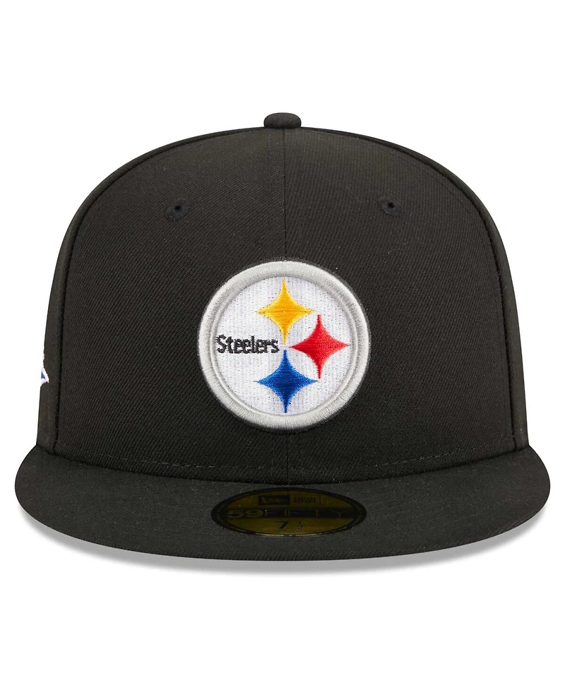 Men's New Era Black Pittsburgh Steelers Main Patch 59FIFTY Fitted Hat