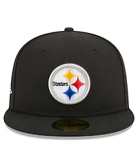 Men's New Era Black Pittsburgh Steelers Main Patch 59FIFTY Fitted Hat