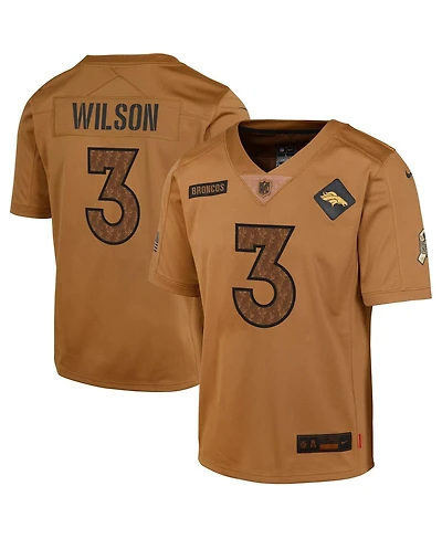 Big Boys Nike Russell Wilson Brown Distressed Denver Broncos 2023 Salute To Service Limited Jersey