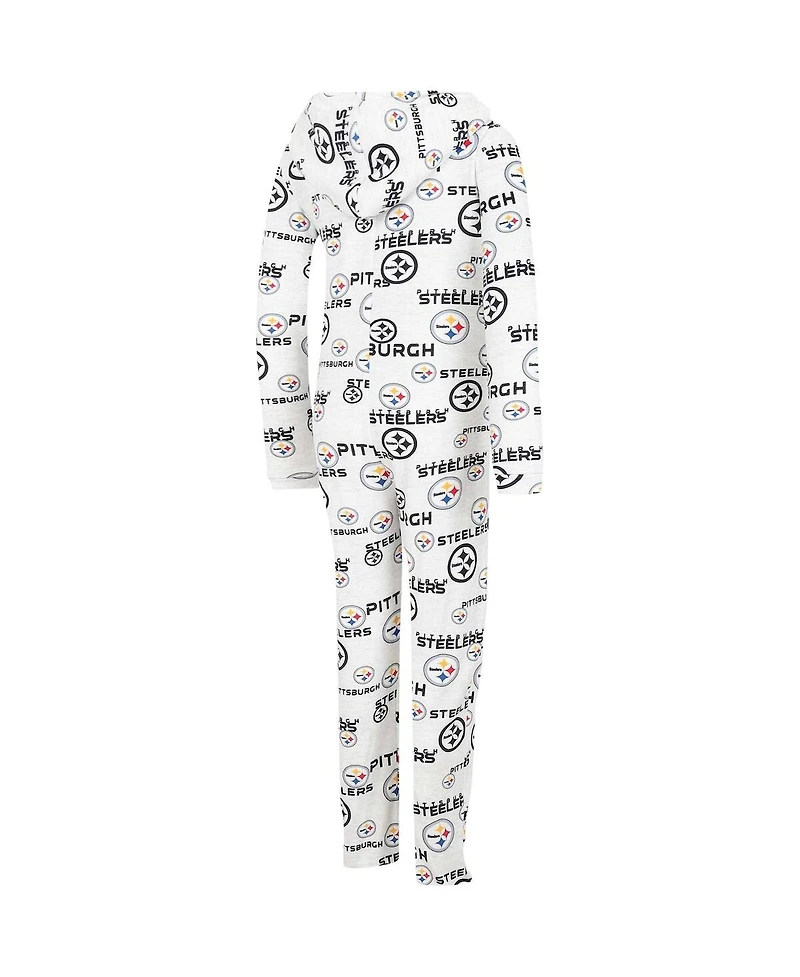Women's Concepts Sport Cream Pittsburgh Steelers Docket Hoodie Full-Zip Union Suit
