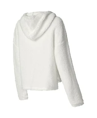 Women's College Concepts Cream New York Knicks Fluffy Long Sleeve Hoodie T-shirt and Shorts Sleep Set