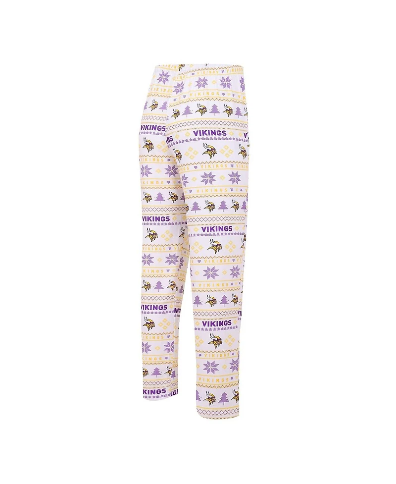 Men's Concepts Sport White, Purple Minnesota Vikings Tinsel Raglan Long Sleeve T-shirt and Pants Sleep Set