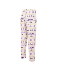 Men's Concepts Sport White, Purple Minnesota Vikings Tinsel Raglan Long Sleeve T-shirt and Pants Sleep Set