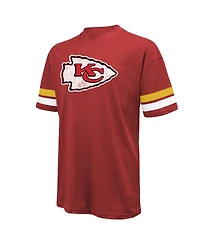 Men's Majestic Threads Travis Kelce Red Distressed Kansas City Chiefs Name and Number Oversize Fit T-shirt