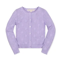 Hope & Henry Girls' Scallop Edge Mesh Dot Cardigan