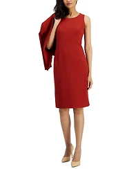 Le Suit Women's Crepe Open Front Jacket & Crewneck Sheath Dress Set, Regular Petite