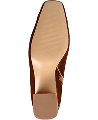 Journee Collection Women's Hazara Wide Width Velvet Block Heel Dress Booties