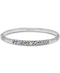 Devata Bali Filigree Bangle Bracelet Sterling Silver and 18K Gold, Fit Small to Medium Wrist