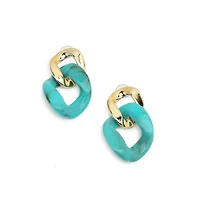 Sohi Women's Green Chain-link Drop Earrings