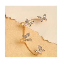 Sohi Women's Gold Embellished Butterfly Earcuff Earrings