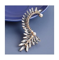 Sohi Women's Silver Embellished Cluster Earcuff Earrings