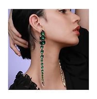 Sohi Women's Green Stone Drop Earrings