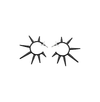 Sohi Women's Black Spike Hoop Earrings