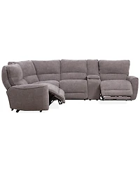 Closeout! Deklyn 129" 5-Pc. Zero Gravity Fabric Sectional with 2 Power Recliners & 1 Console, Created for Macy's