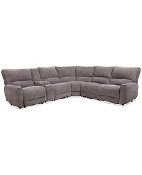 Closeout! Deklyn 129" 6-Pc. Zero Gravity Fabric Sectional with 2 Power Recliners & 1 Console, Created for Macy's
