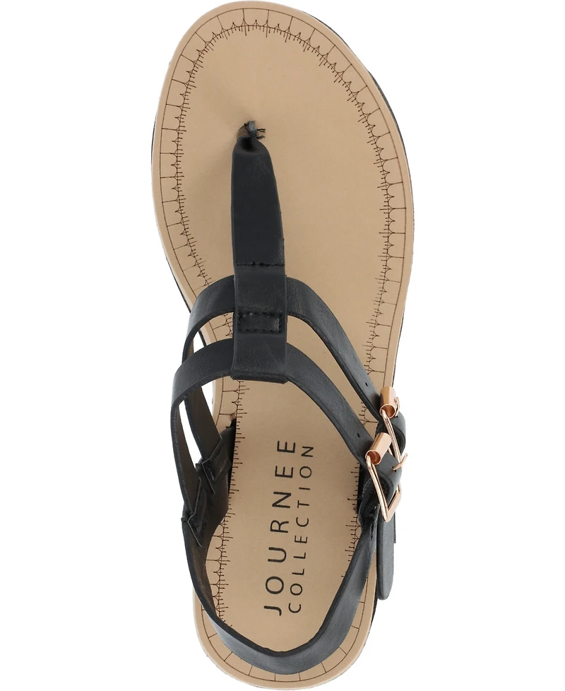 Journee Collection Women's Bianca Double Buckle Platform Wedge Sandals