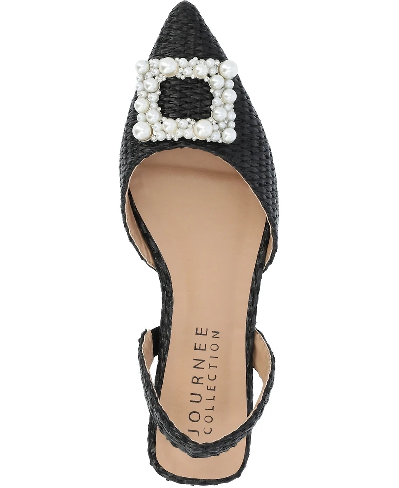 Journee Collection Women's Hannae Embellished Slingback Flats