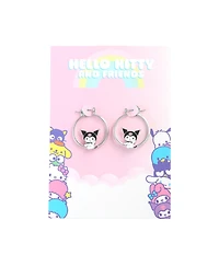 Sanrio Hello Kitty Womens Enamel Plated Hoop Earrings Officially Licensed - Kuromi