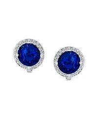 Bling Jewelry Classic 2CT Round Cz Cubic Zirconia Solitaire Halo Clip On Stud Earrings Non Pierced 7MM