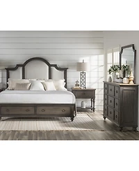 Mandeville 3pc Bedroom Set (Upholstered King Storage Bed + Dresser 1-Drawer Nightstand)