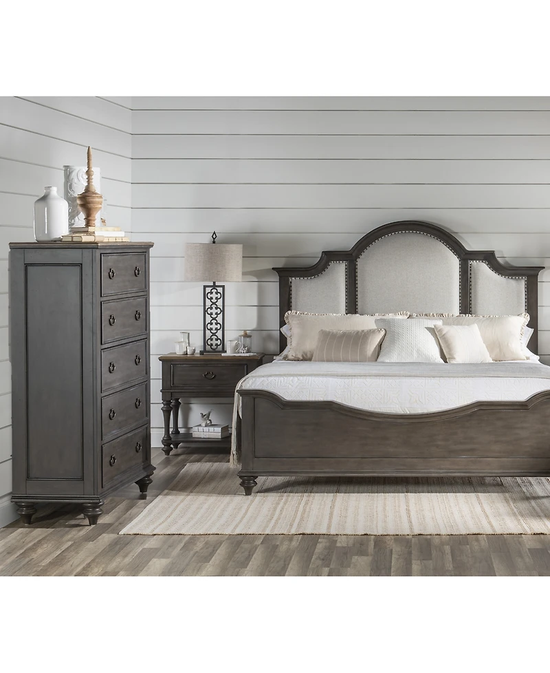 Mandeville 3pc Bedroom Set (Upholstered California King Bed + Drawer Chest 1-Drawer Nightstand)