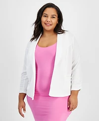 Bar Iii Trendy Plus Knit Drape-Front Blazer
