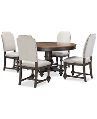 Mandeville 5 Pc. Dining Set (Round Table & 4 Upholstered Chairs)