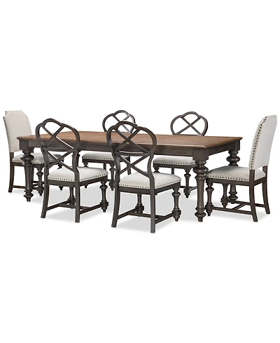 Mandeville 7 Pc. Dining Set (Rectangular Table, 4 X-Back Chairs & 2 Upholstered Chairs)
