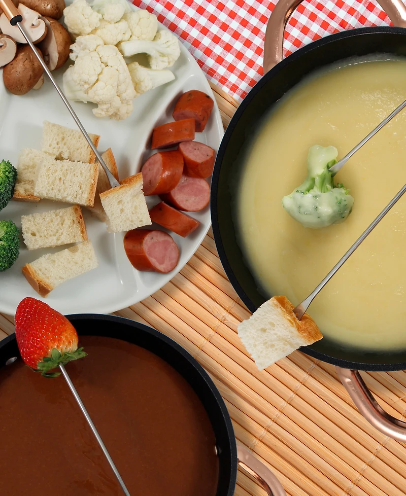 Real 11 Piece Cast Aluminum Fondue Set