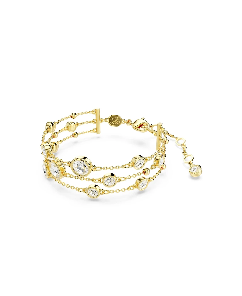 Swarovski Round Cut, White, Gold-Tone Imber Wide Bracelet