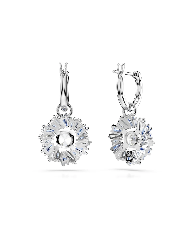 Swarovski Flower, Blue, Rhodium Plated Idyllia Drop Earrings