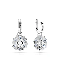 Swarovski Flower, Blue, Rhodium Plated Idyllia Drop Earrings