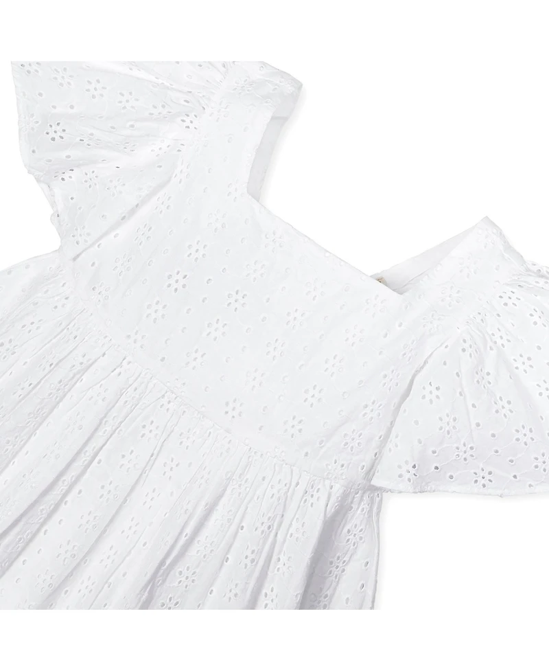 Hope & Henry Girls' Flutter Sleeve Eyelet Empire Dress, Toddler