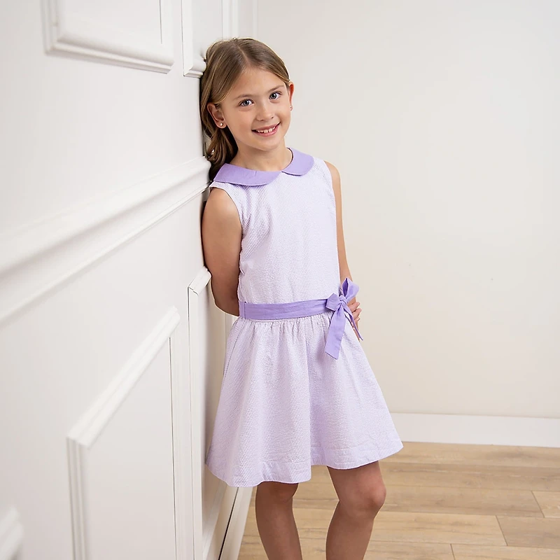 Hope & Henry Girls' Peter Pan Collar Seersucker Dress