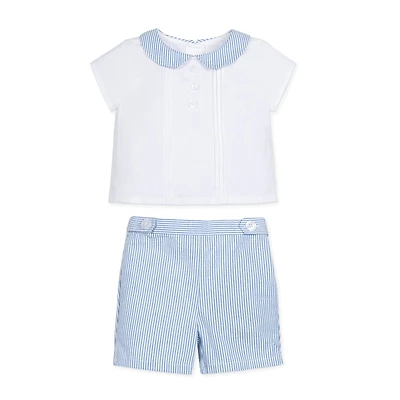 Hope & Henry Baby Girls Layette Peter Pan Shirt and Short 2-Piece Set