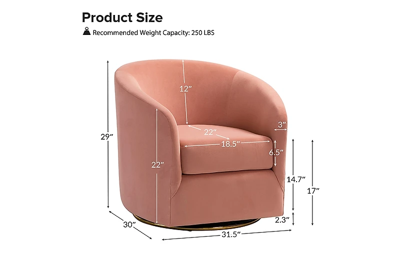 Swivel Accent Chair with Gold Metal Base for Living Room Nursery