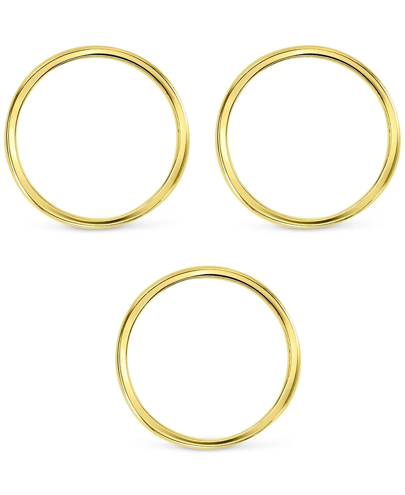 3-Pc. Set Enamel & Polished Stack Rings 14k Gold-Plated Sterling Silver