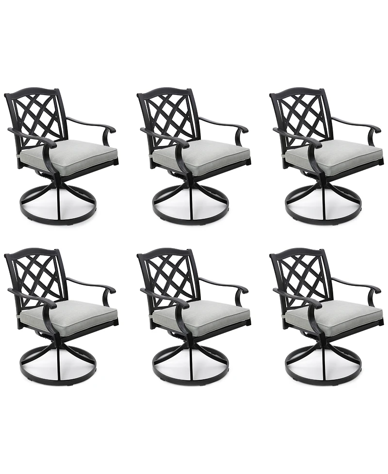 Wythburn Mix and Match Lattice Outdoor Swivel Chairs, Set of 6, Created for Macy's